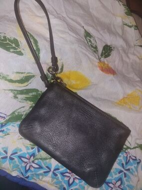 Coach Black Leather Wristlet Clutch